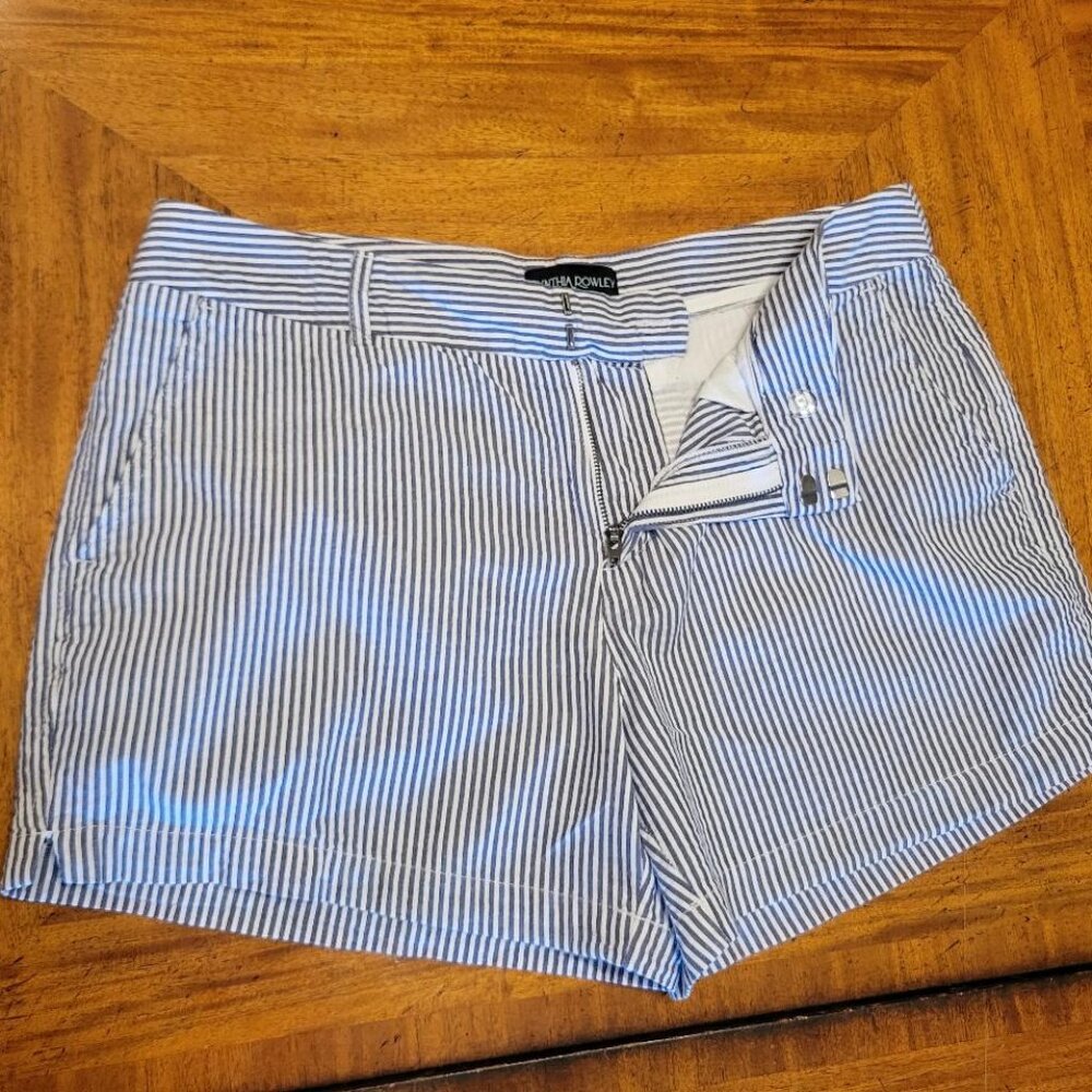 Cynthia Rowley Blue & White Seersucker Shorts - Picture 3 of 9